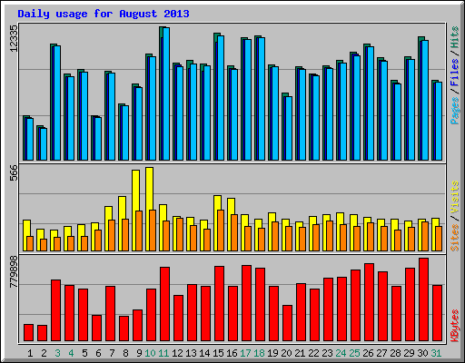 Daily usage for August 2013