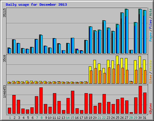 Daily usage for December 2013