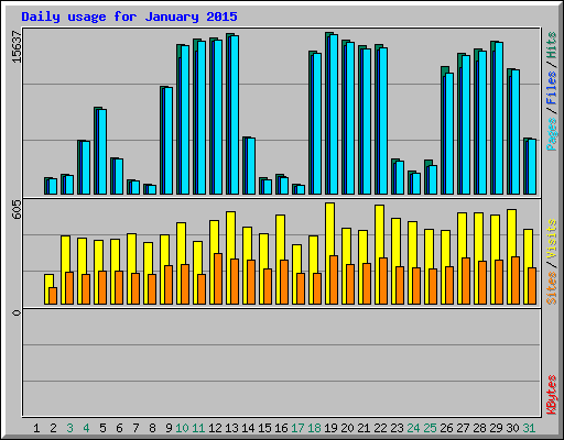 Daily usage for January 2015